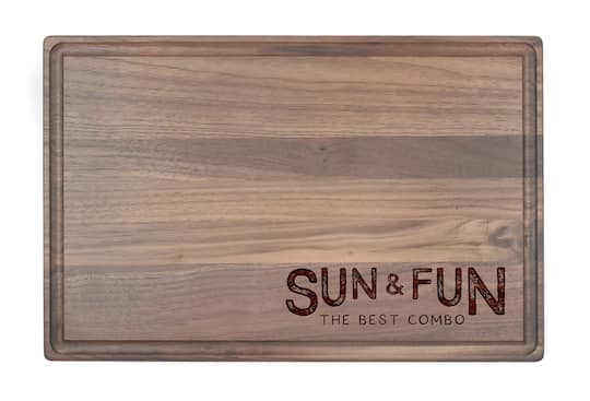 17&#x22; Sun &#x26; Fun Walnut Wood Cutting Board